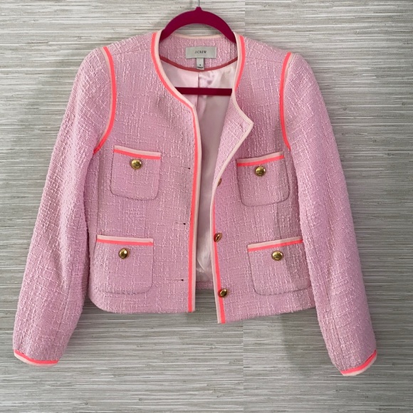 Jackets & Blazers - J Crew tweed Pink and neon orange Jacket